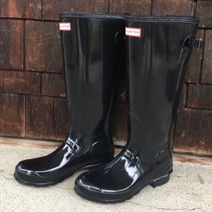 Hunter Boots Gloss Black Adjustable Calf